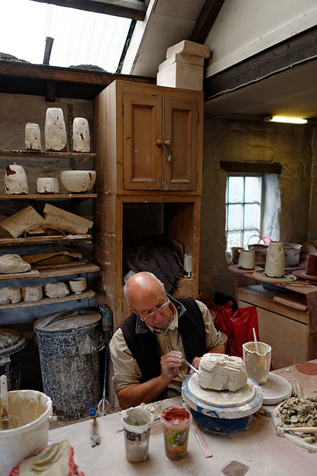 Margaret and Eddie Curtis working together in their studio in Co. Durham