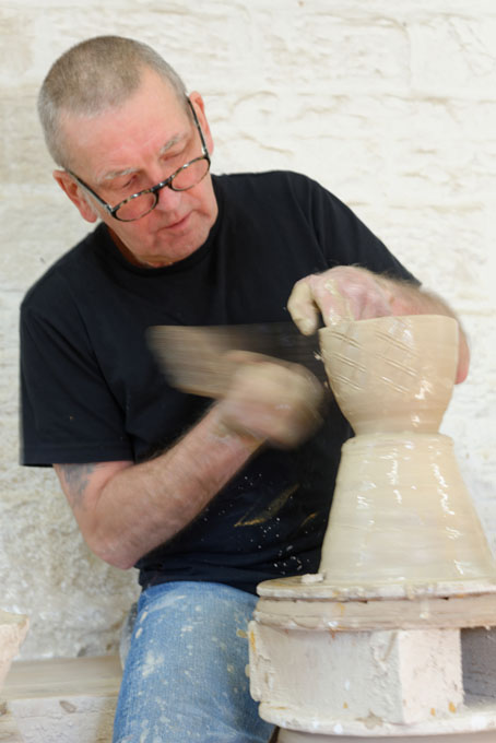 Jim Malone in 2013 - paddled decoration on a chawan