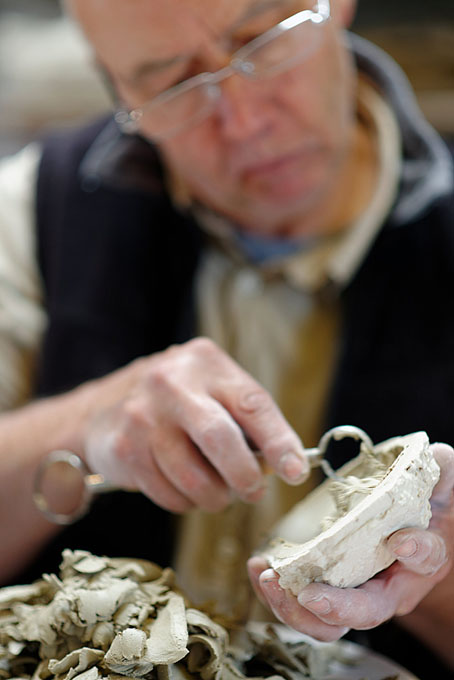 Margaret and Eddie Curtis working together in their studio in Co. Durham