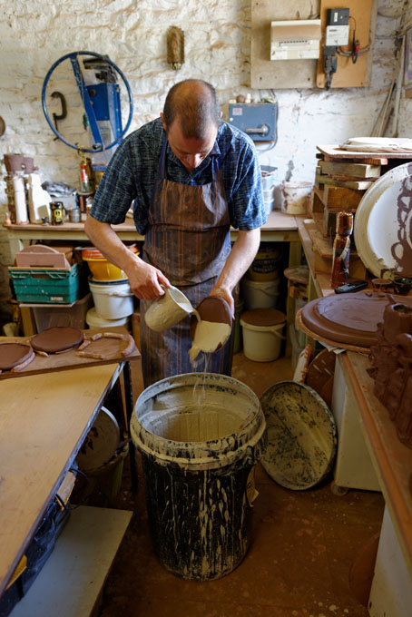Dylan Bowen working at his studio in Tackley, Oxfordshire June 2014