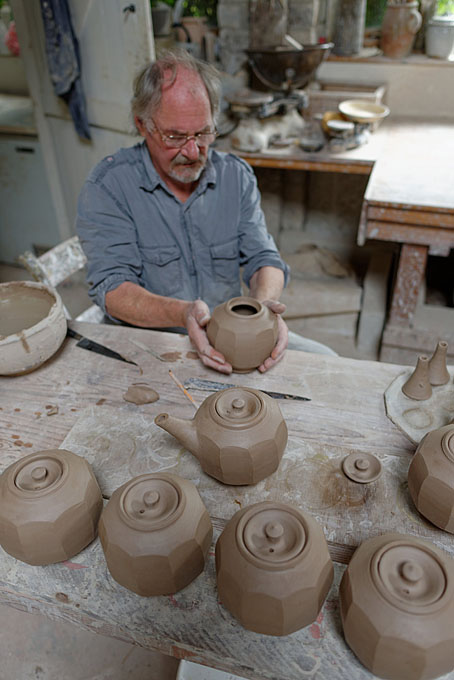 Mike Dodd making Teapots in his Pottery in Somerset 2014
