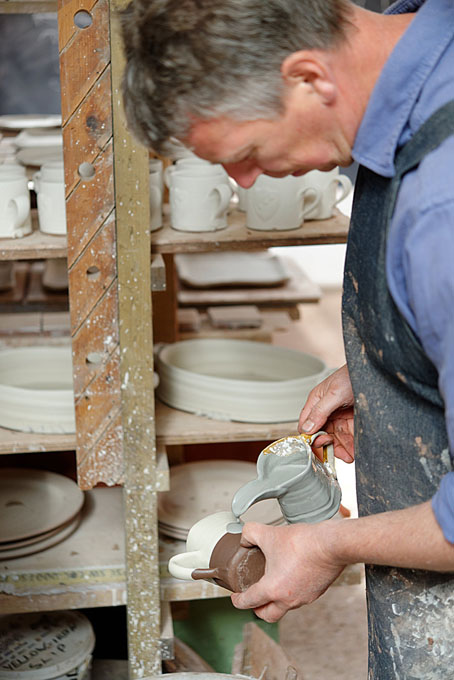 Nigel Lambert at work in his pottery in Gloucestershire 2014