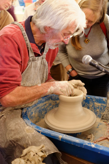 David Frith demonstrating at Oxford Ceramics Fair 2013