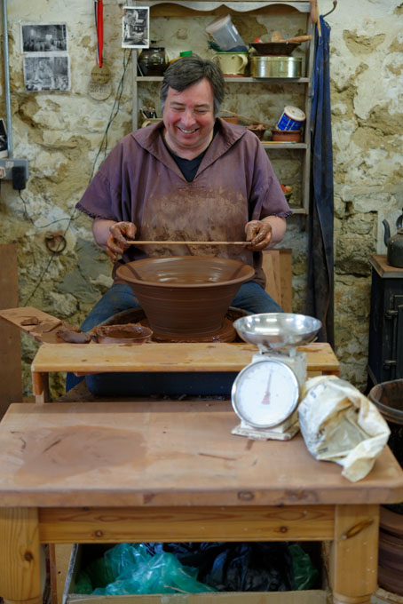 Paul Jessop at Barrington Pottery 2014 making a Pancheon