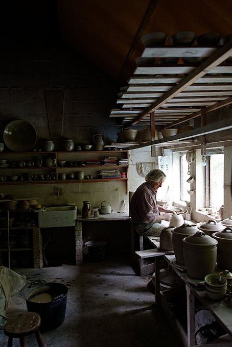 Richard Batterham at work in his pottery in Dorset