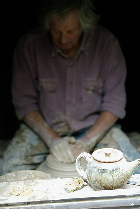Richard Batterham at work in his pottery in Dorset