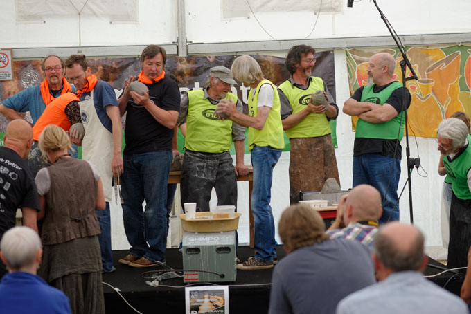 Earth and Fire, Rufford Abbey 2014. Potters Games with, on stage: Niek Hoogland, Nigel Lambert, David Rogers, Paul Jessop, Mike Dodd, Richard Godfrey, Douglas Fitch, Steve Booton and David Frith