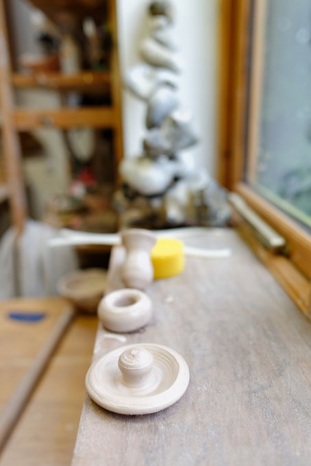 Ruthanne Tudball 2013 - the building of a teapot - the thrown components waiting for the body