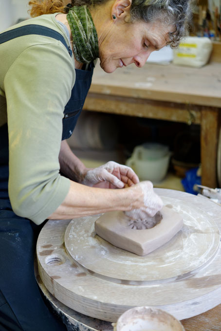Ruthanne Tudball 2013 - Throwing a square plate - making the initial depression while the wheel turns slowly