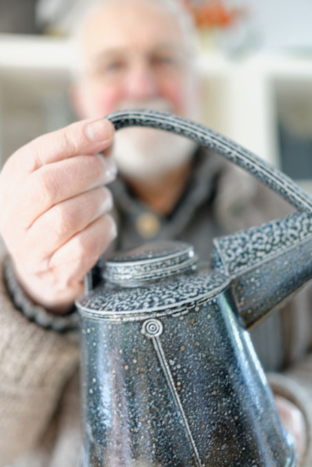 Walter Keeler in his studio at Penallt, 2014
